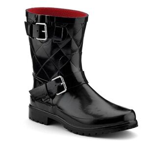 Sperry Falcon Black Quilted Buckle Rain Boots Size 11